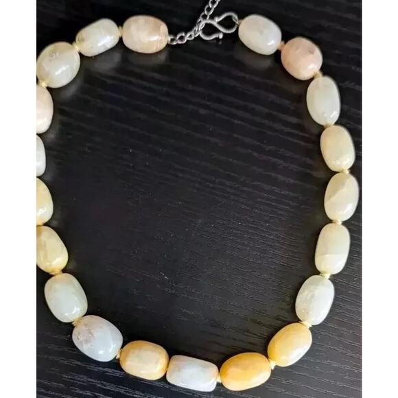 Vtg Polished Yellow Quartz Necklace Sterling Chunky Bead GemStone 18" 105 Grams - Picture 2 of 16